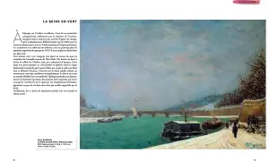 Peinture de Paul Gauguin, "La Seine au pont d'Iéna. Temps de neige". Une scène hivernale de Paris en peinture, avec des bateaux sur une eau verte et un pont au loin.