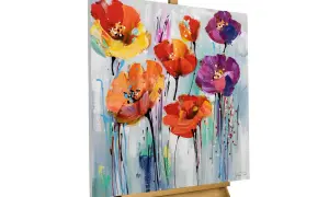 Peinture vibrante de fleurs abstraites aux couleurs vives, un bel exemple de les fleurs dans l'art contemporain.