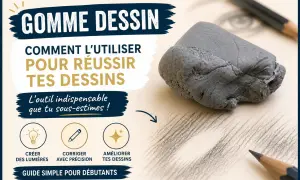 Gomme à dessin grise, prête à corriger et améliorer tes dessins. Apprends comment nettoyer une gomme pour des traits parfaits.