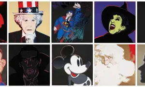 Portraits emblématiques de figures populaires, héros et icônes, typiques du mouvement artistique Andy Warhol.