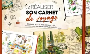 Un livre pour un dessin carnet de voyage facile, avec des illustrations de paysages, de fleurs et de scènes de vie.