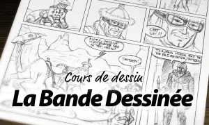 Cours de dessin de bande dessinée, avec des personnages et des bulles de dialogue. Un dessin facile pour apprendre à faire des onomatopées.
