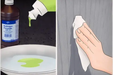 Application d'eau oxygénée sur un tissu pour nettoyer du papier jauni.