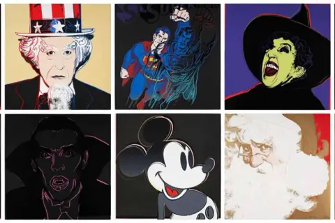 Portraits emblématiques de figures populaires, héros et icônes, typiques du mouvement artistique Andy Warhol.