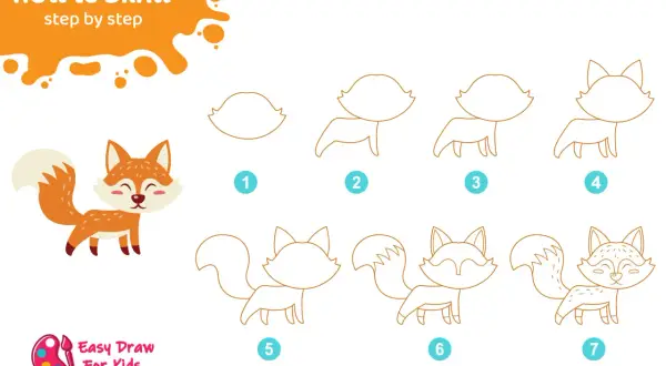 Tutoriel pour un **kitsune dessin facile** : étapes pour dessiner un renard mignon, de la tête à la queue touffue.