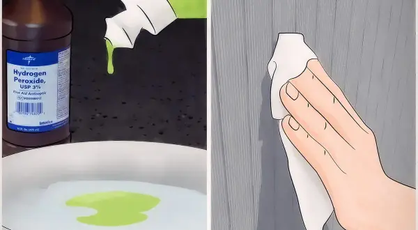 Application d'eau oxygénée sur un tissu pour nettoyer du papier jauni.