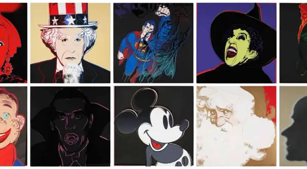 Portraits emblématiques de figures populaires, héros et icônes, typiques du mouvement artistique Andy Warhol.