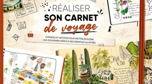 Un livre pour un dessin carnet de voyage facile, avec des illustrations de paysages, de fleurs et de scènes de vie.