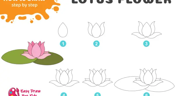 Guide étape par étape pour un dessin de fleur de lotus. Apprenez à dessiner cette belle fleur de lotus en suivant les 6 étapes simples.
