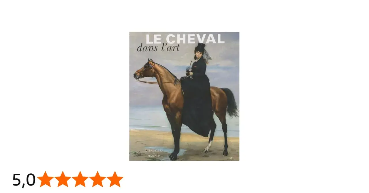 Peinture d'une femme en robe noire et chapeau haut-de-forme à cheval sur une plage.