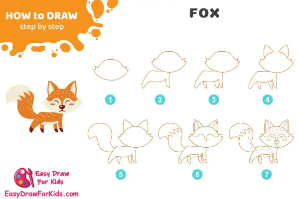 Tutoriel pour un **kitsune dessin facile** : étapes pour dessiner un renard mignon, de la tête à la queue touffue.