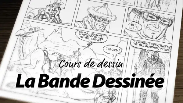Cours de dessin de bande dessinée, avec des personnages et des bulles de dialogue. Un dessin facile pour apprendre à faire des onomatopées.